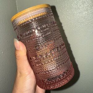 Pink Textured Glass Jar